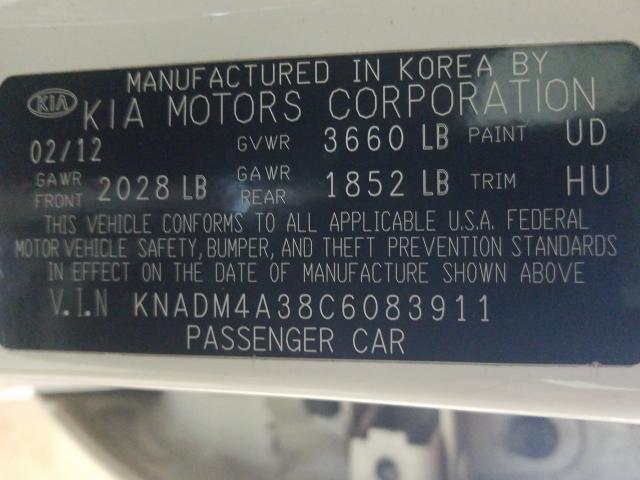 2012 KIA RIO KNADM4A38C6083911