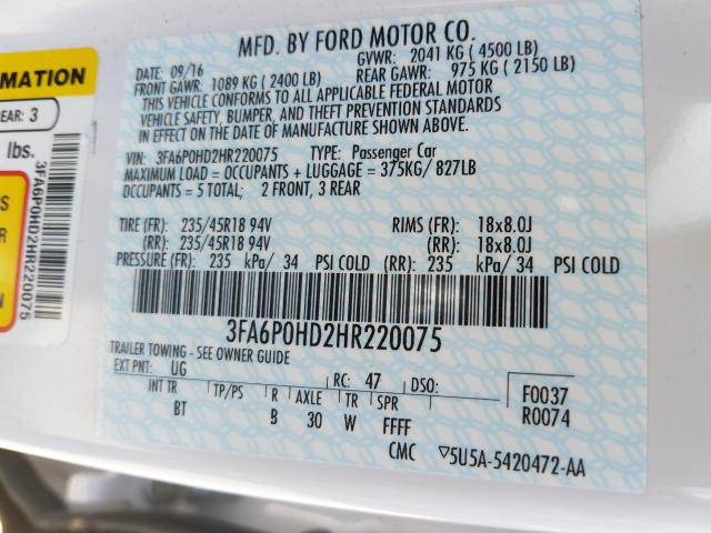 VIN 3FA6P0H7XFR272741 2015 Ford Fusion, SE no.10