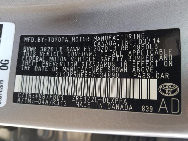 2014 TOYOTA COROLLA EC 2T1BPRHE6EC134890