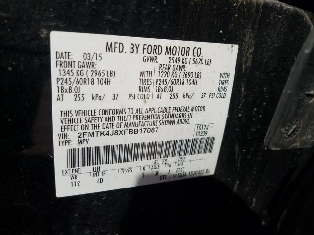 VIN 1HGCV1F38MA089680 2015 FORD EDGE SEL no.10