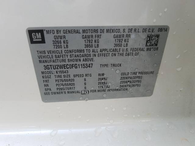 2015 GMC SIERRA K15 3GTU2WEC0FG115347