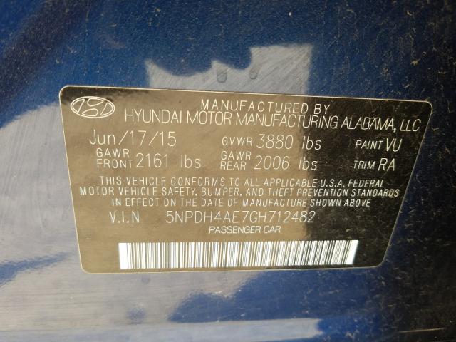 2016 HYUNDAI ELANTRA 5NPDH4AE7GH712482
