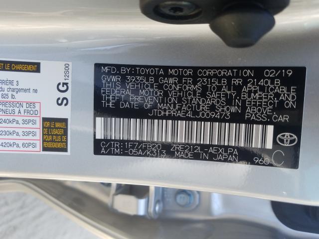 2020 TOYOTA COROLLA LE JTDHPRAE4LJ009473