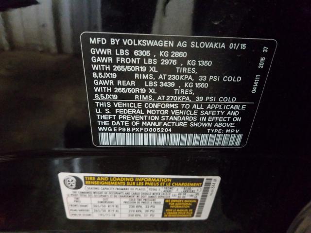 2015 VOLKSWAGEN TOUAREG V6 WVGEP9BPXFD005204