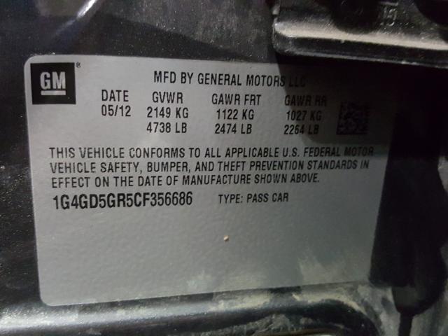 2012 BUICK LACROSSE P 1G4GD5GR5CF356686