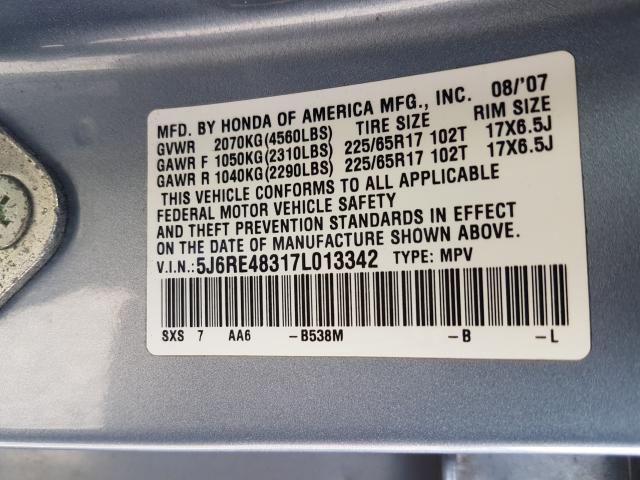 VIN 5N1AT2MT4LC745151 2007 HONDA CR-V LX no.10