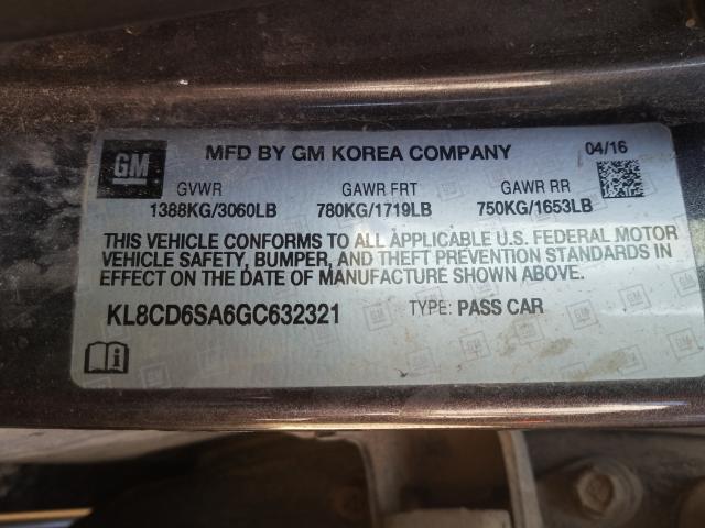 2016 CHEVROLET SPARK 1LT KL8CD6SA6GC632321