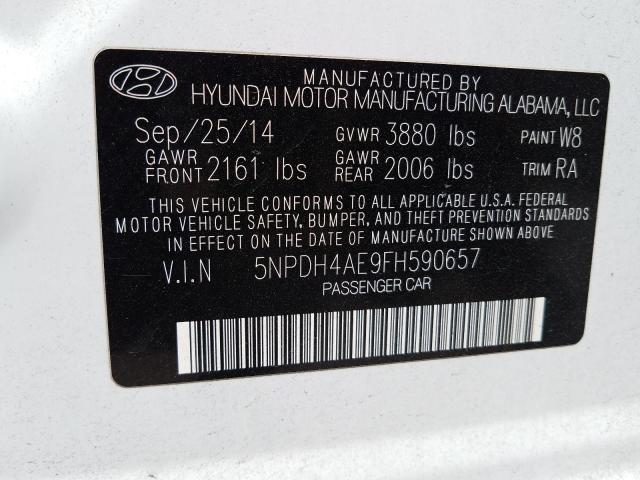 2015 HYUNDAI ELANTRA SE 5NPDH4AE9FH590657