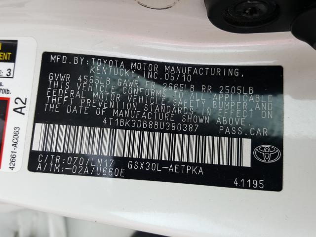 2011 TOYOTA AVALON BAS 4T1BK3DB8BU380387