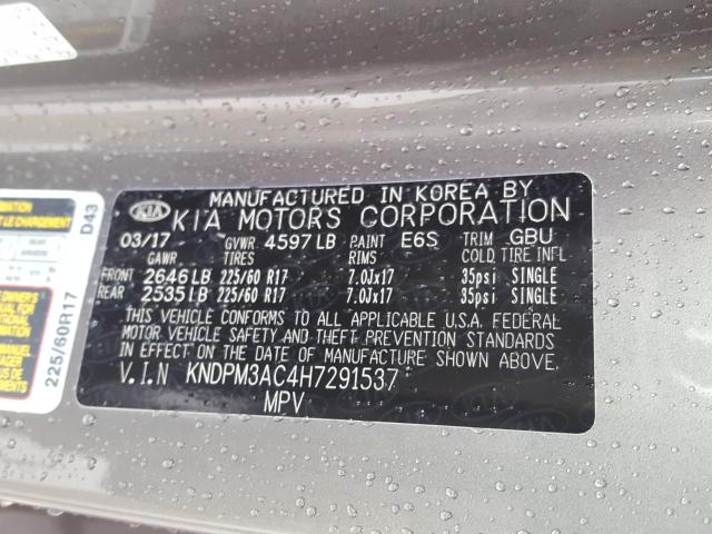 2017 KIA SPORTAGE L KNDPM3AC4H7291537