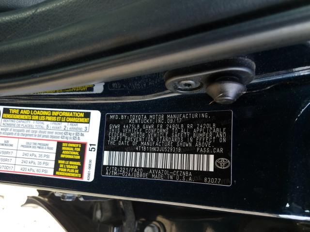 2018 TOYOTA CAMRY 4T1B11HK3JU529319