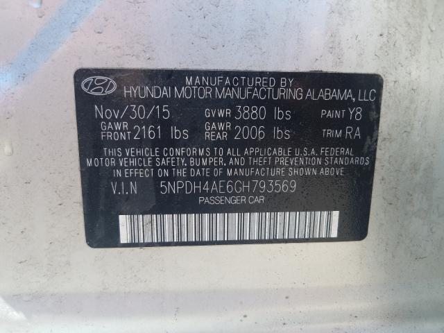 2016 HYUNDAI ELANTRA SE 5NPDH4AE6GH793569