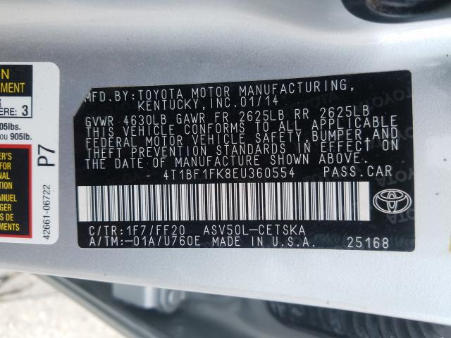 VIN 4T1G11AK5MU532632 2021 Toyota Camry, SE no.10