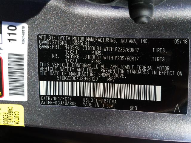 2018 TOYOTA SIENNA LE 5TDKZ3DC7JS946129