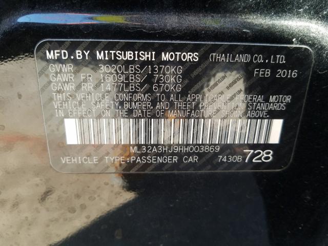 2017 MITSUBISHI MIRAGE ES ML32A3HJ9HH003869