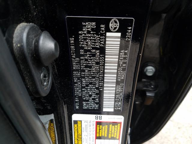 2019 TOYOTA AVALON XLE 4T1B21FB7KU010551