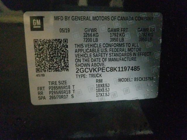 2019 CHEVROLET SILVERADO 2GCVKPEC8K1197485