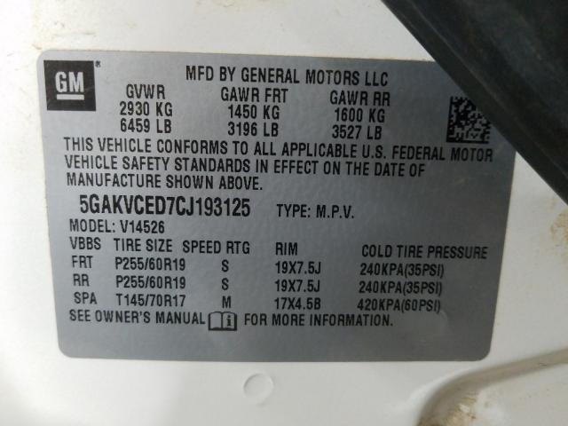 2012 BUICK ENCLAVE 5GAKVCED7CJ193125