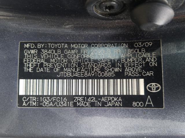 VIN 2HGFC2F64LH589435 2010 TOYOTA COROLLA BA no.10