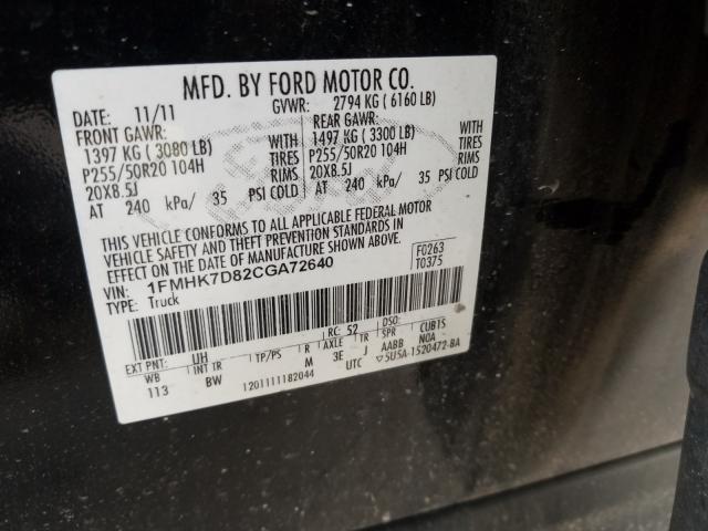 VIN 1FMCU9H99DUC38089 2013 Ford Escape, Sel no.10