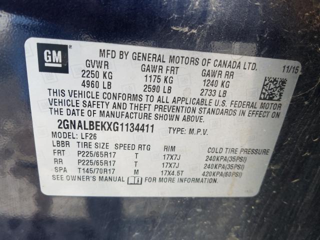 2016 CHEVROLET EQUINOX LS 2GNALBEKXG1134411