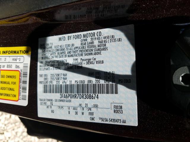 VIN 1FMCU0G95EUB78617 2013 FORD FUSION SE no.10