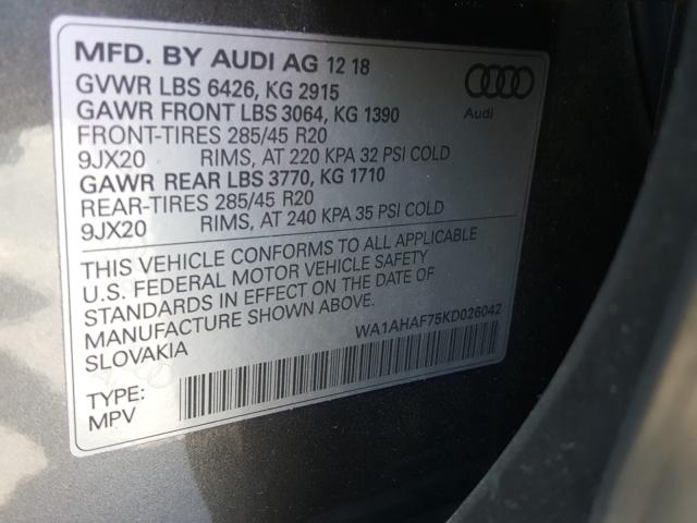 VIN WA1AHAF75KD026042 2019 Audi Q7, Premium no.10