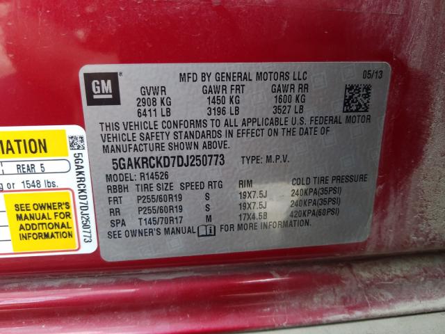 2013 BUICK ENCLAVE 5GAKRCKD7DJ250773