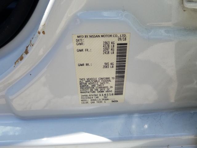 2019 NISSAN ALTIMA PLA 1N4BL4FV3KC114558