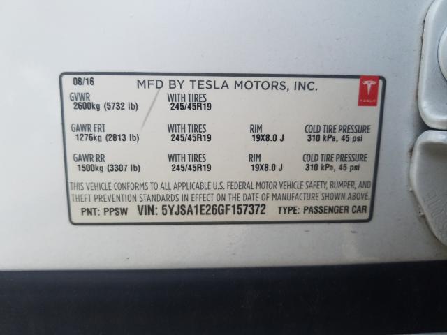 2016 TESLA MODEL S 5YJSA1E26GF157372