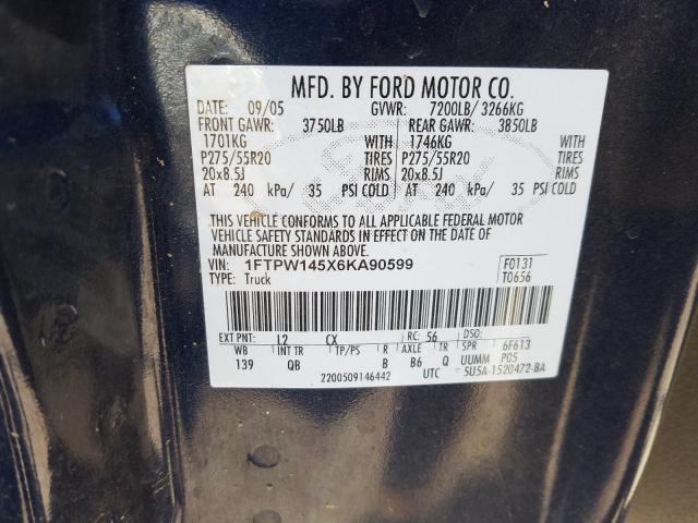 VIN 3CZRZ1H32SM706219 2006 FORD F150 SUPER no.10