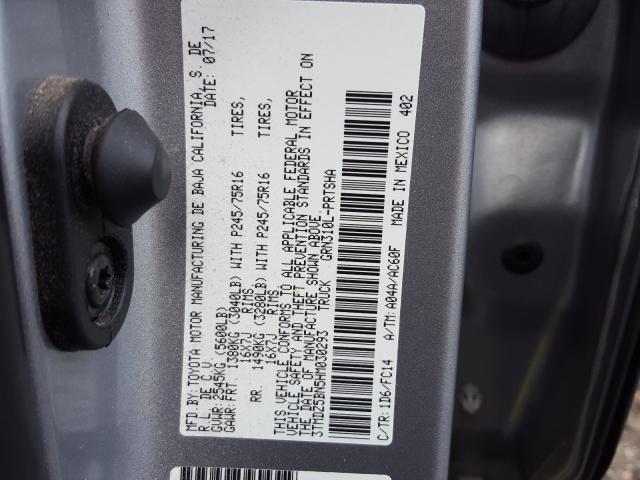 VIN JM3KFBDL4H0222874 2017 TOYOTA TACOMA DOU no.10