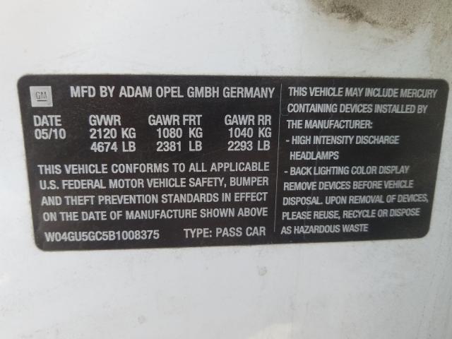 2011 BUICK REGAL CUST W04GU5GC5B1008375