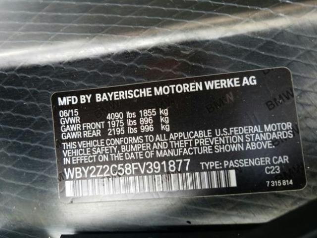 VIN WBY2Z2C58FV391877 2015 BMW I8 no.10