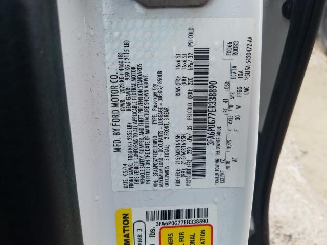 VIN WDC0G4JB3KF512431 2014 FORD FUSION S no.10