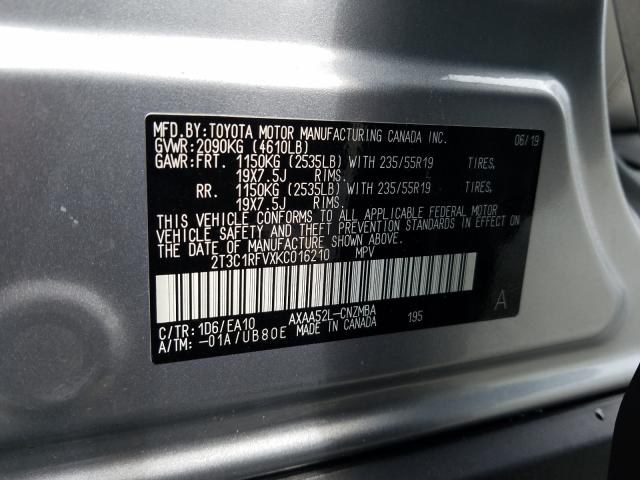 2019 TOYOTA RAV4 XLE P 2T3C1RFVXKC016210