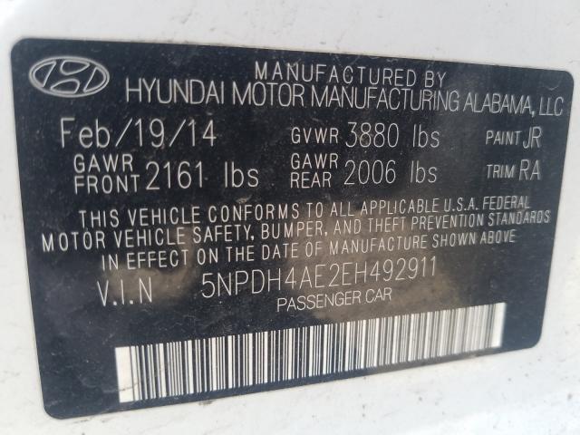 2014 HYUNDAI ELANTRA SE 5NPDH4AE2EH492911