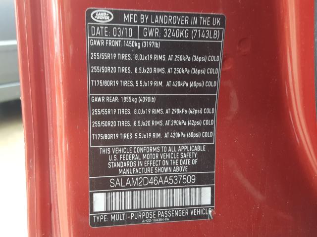 2010 LAND ROVER LR4 HSE PL SALAM2D46AA537509