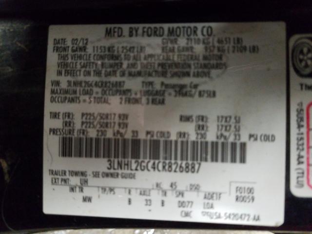 VIN 1FADP3F2XHL318831 2012 LINCOLN MKZ no.10