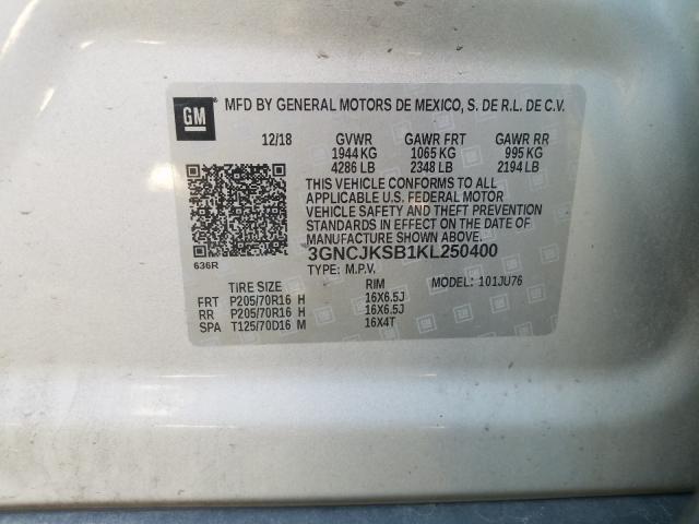2019 CHEVROLET TRAX LS 3GNCJKSB1KL250400