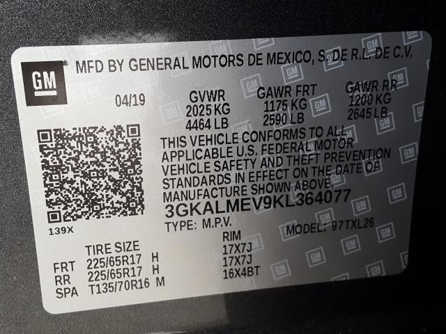 2019 GMC TERRAIN SL 3GKALMEV9KL364077