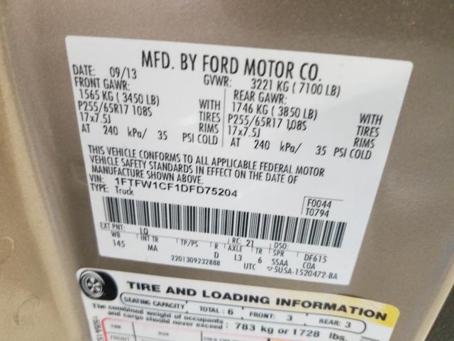 VIN WA1LGAFE4DD006345 2013 FORD F150 SUPER no.10