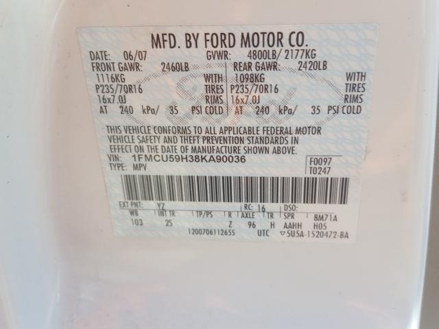 VIN JM3KFADM5M0469740 2008 FORD ESCAPE HEV no.10