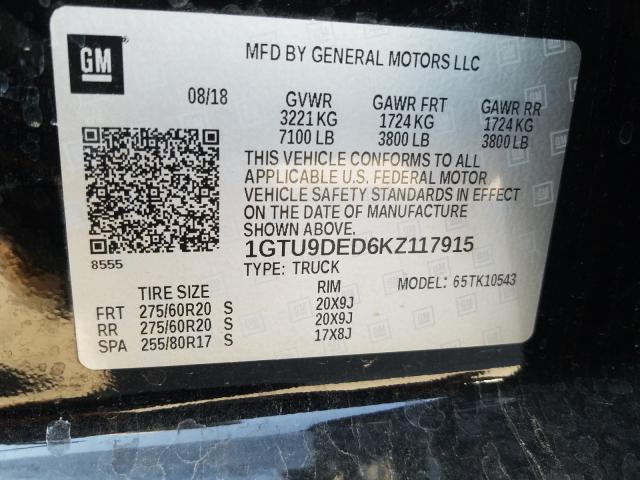 VIN 19XFL2H82NE003150 2019 GMC SIERRA K15 no.10