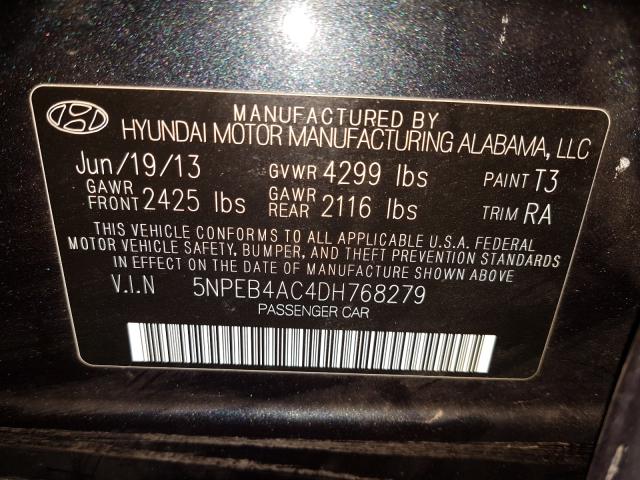 VIN JTHB6JBH3R2180736 2013 HYUNDAI SONATA GLS no.10