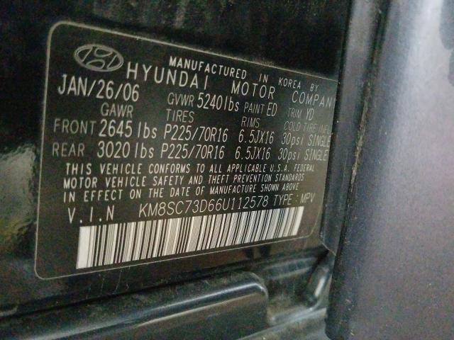 VIN JM3KFBDM8J0423742 2006 HYUNDAI SANTA FE G no.10