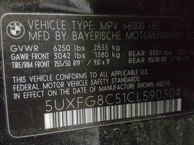 2012 BMW X6 XDRIVE5 5UXFG8C51CL590304