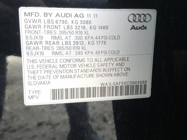 VIN 5NMS23AD9LH230100 2012 AUDI Q7 PREMIUM no.10