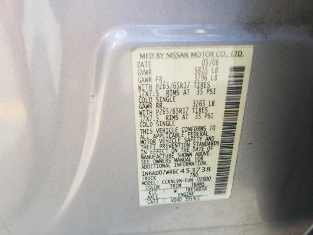 VIN 1FADP3K27EL269959 2006 NISSAN FRONTIER C no.10