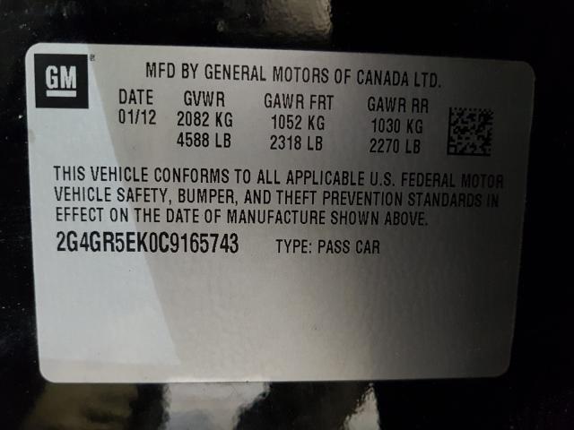 2012 BUICK REGAL 2G4GR5EK0C9165743